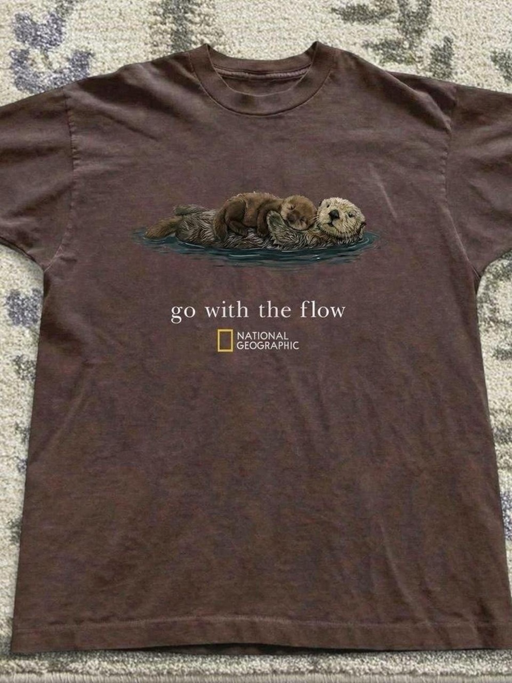 Gildan Brown 'Go With The Flow' Otter Graphic Tee
